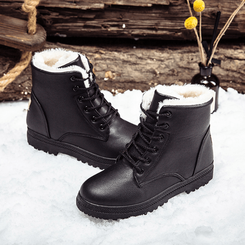 Women Casual Comfy Keep Warm Fur Lining Snow Boots - MRSLM