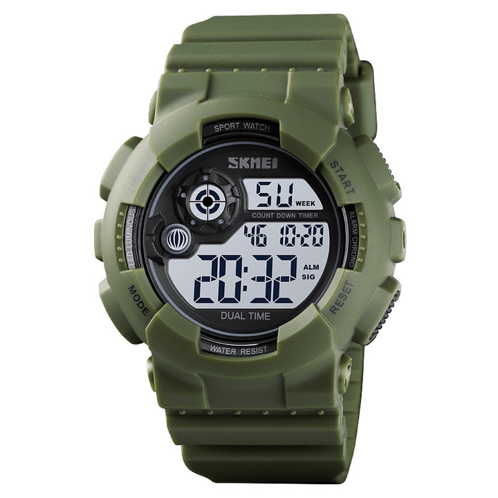 SKMEI 1583 Sport Men Watch 5ATM Waterproof Date Week Display 12/24 Hour LED Digital Watch - MRSLM