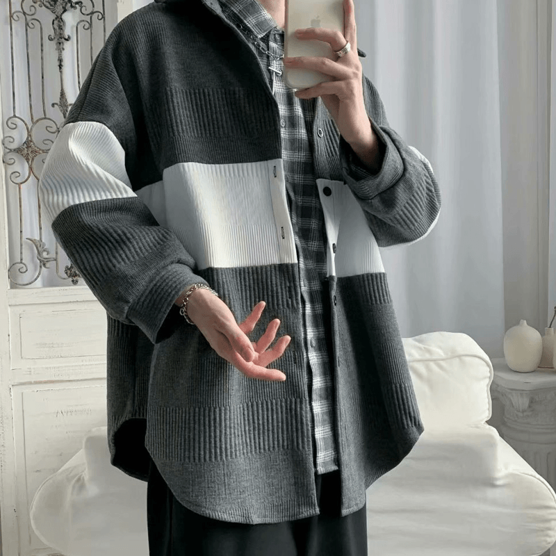 men's loose stitching coat, view 5 - MRSLM