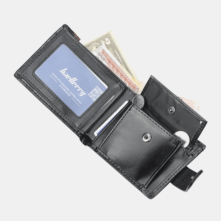 Men Faux Leather Contrast Color Retro Business Fashion Card Holder Wallet - MRSLM