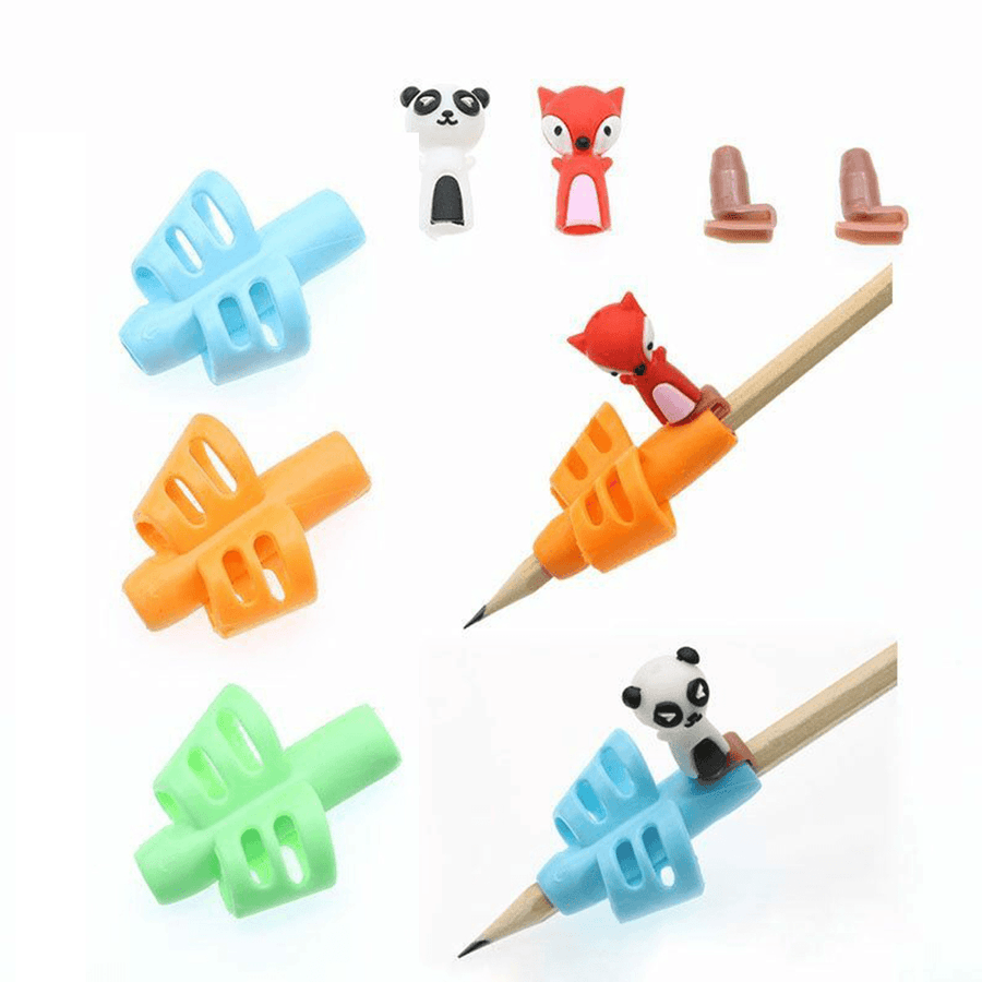 Two-Finger Grip Silicone Baby 3Pcs Learning Writing Tool Writing Pencil - MRSLM