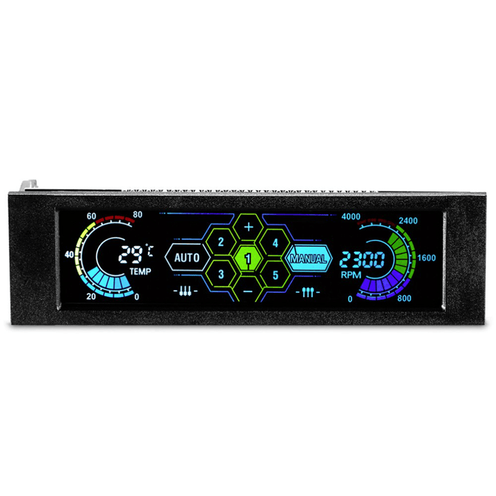 5.25" Color Display Drive Bay PC Computer CPU Cooling LCD Front Panel Temperature Controller Fan Speed Control for Desktop - MRSLM
