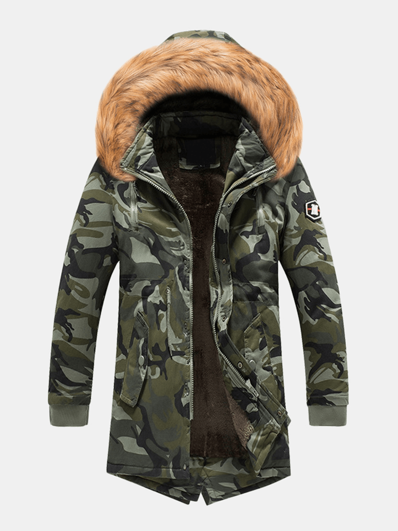 Mens Winter Parka Faux Fur Hooded Camouflage Multi Pockets - MRSLM