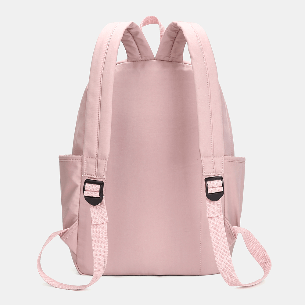 Women Large Capacity Light Weight Pure Color Nylon Waterproof Backpack - MRSLM