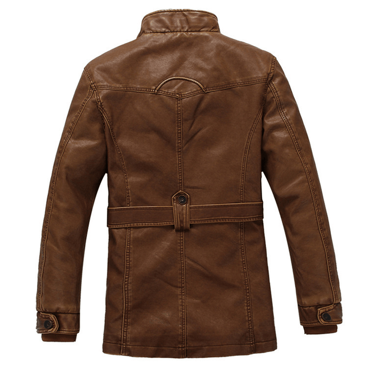 New Men'S Leather Jacket Thickened and Velvet Autumn and Winter Models - MRSLM
