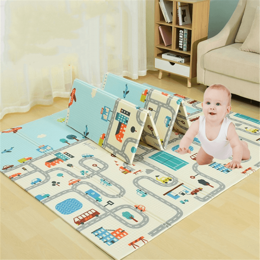 2 X 1.8M Infant Foldable Cartoon Baby Play Mat Babe Carpet Children Crawling - MRSLM