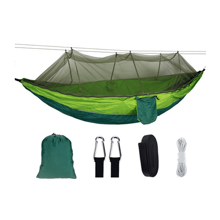 260X140Cm Double Outdoor Travel Camping Hanging Hammock Bed W/ Mosquito Net Kit - MRSLM