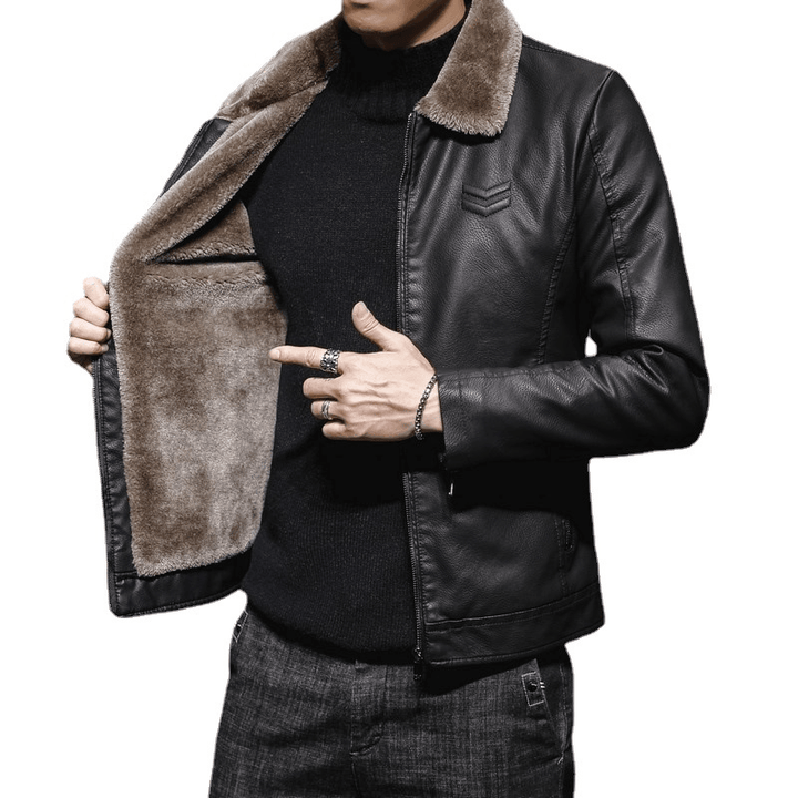 Fashionable Men'S Warm Leather Jacket Top - MRSLM