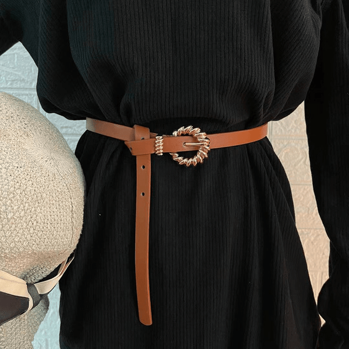Dress Small Belt Ladies Fashion Woven Buckle Thin Belt - MRSLM