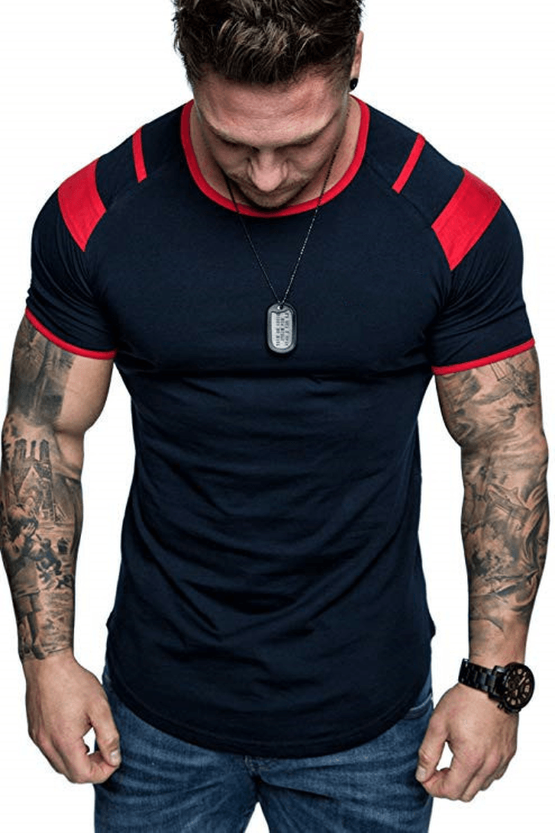 Men'S Light Version of the round Neck T-Shirt Spring round Neck Cotton Sports Short Sleeves - MRSLM