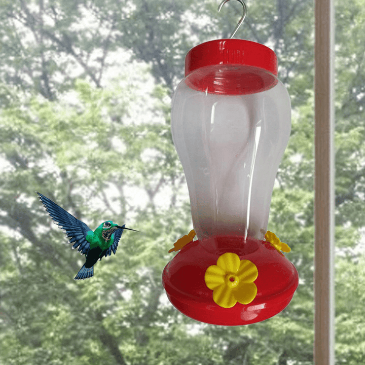 Bird Water Feeder Bottle Hanging Hummingbird Feeder Garden Outdoor Plastic Flower Iron Hook Bird Feeder for Outside/Inside - MRSLM