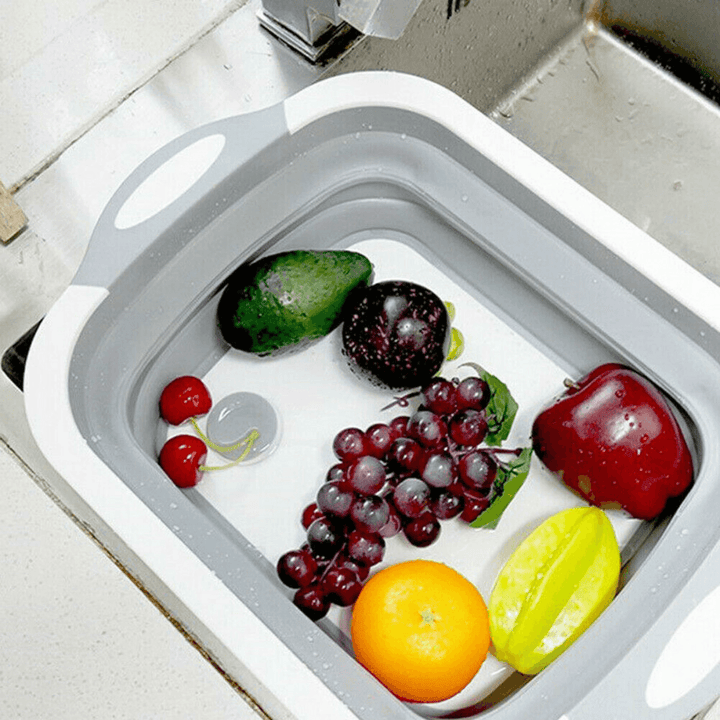 4 in 1 Foldable Multifunctional Board Tool Fruit Vegetables Sink Drain Storage Basket - MRSLM