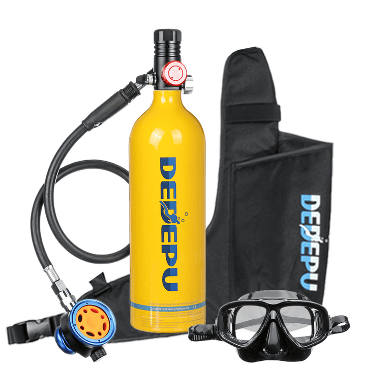 DEDEPU Mini Scuba Diving Tank Set 1L Diving Tank with Snorkelling Glasses+Breathing Valve Underwater Mini Scuba Tank Accessories - MRSLM