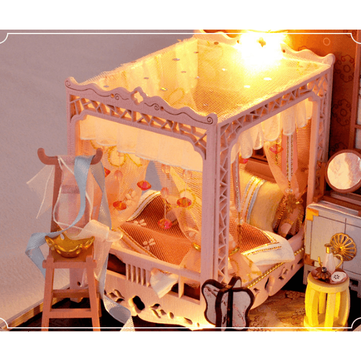 TIANYU DIY Doll House TW35 Ink Color Collection of Pink Peach Creative Antiquity Scene Handmade Small House - MRSLM