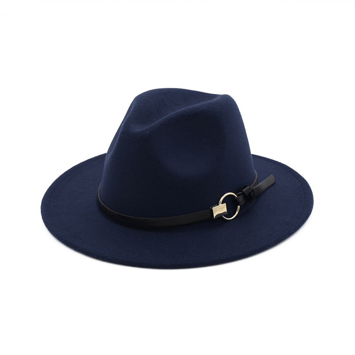 Simple Belt Flat Brim and Big Rim All-Match Jazz Hat - MRSLM