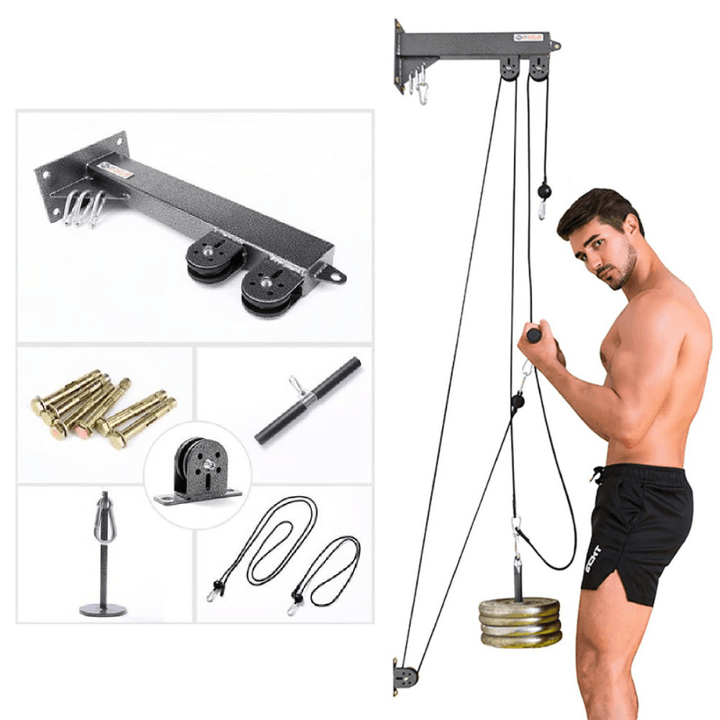 BOMINFIT 3-In-1 Pulley System Fitness Equipment Multifunction Biceps Triceps Hand Strength Trainning Home Gym Sport Exercise - MRSLM