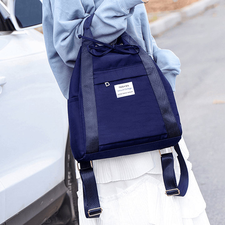 Women Oxford Solid Travel Backpack Multi-Pocket Handbag Casual Shoulder Bag - MRSLM