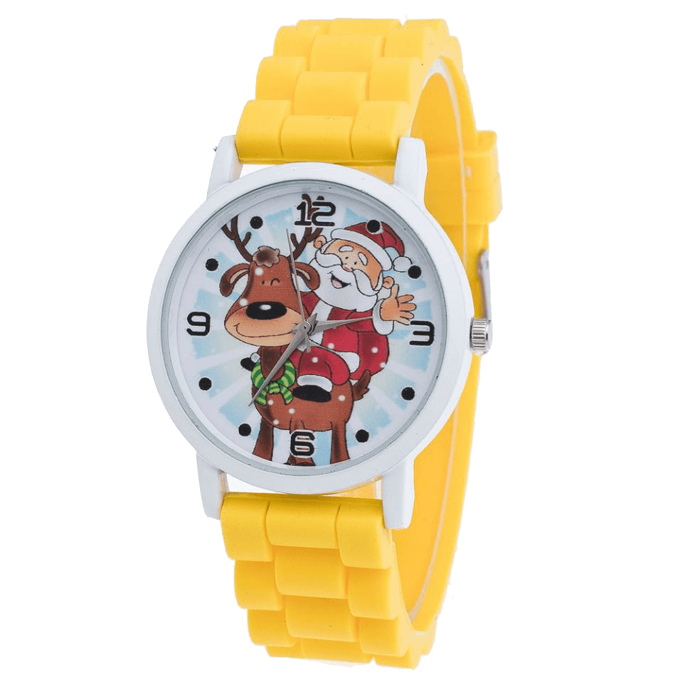 Cartoon Santa Claus and Reindeer Pattern Silicone Strap Watch Cute Kid Watch Fashion Children Quartz Watch - MRSLM