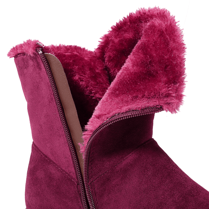 LOSTISY Women Zipper Boots Plush Fur Warm Snow Boots - MRSLM