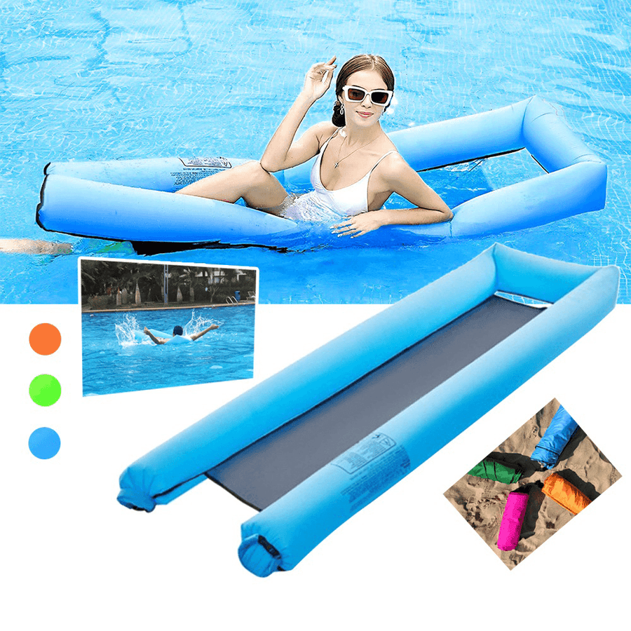 70Inch Inflatable Water Hammock Swimming Pool Air Mattress Lounge Bed Floating Sleeping Chair Camping Summer Beach - MRSLM