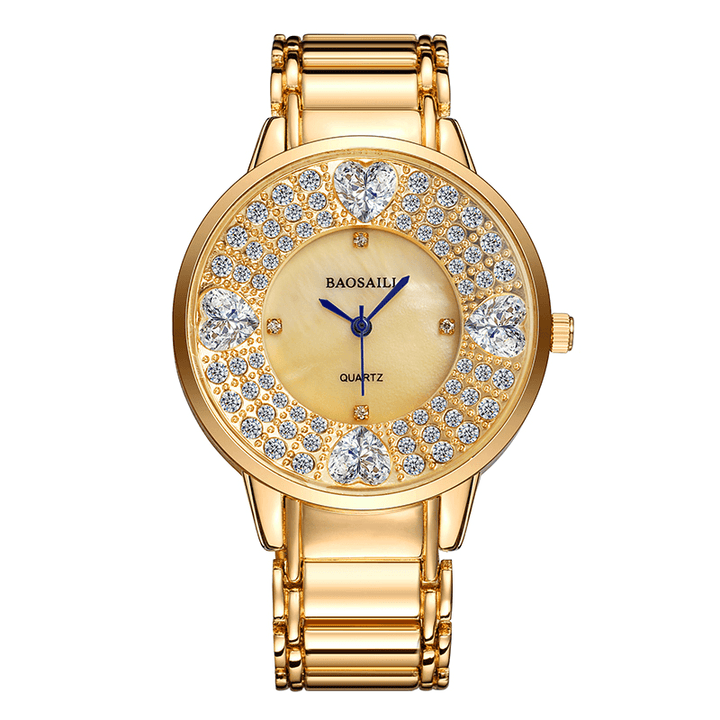 BAOSAILI BSL1036 Shining Ladies Wrist Watch Heart Imitation Diamond Quartz Watch - MRSLM