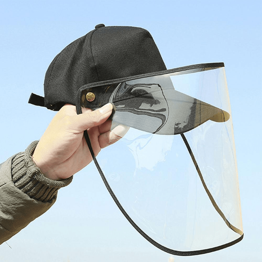 Female Male Protective Hat Cover Foldable Anti-Fog Prevent Droplets Baseball Caps Hat from Spreading Removable PVC Mask Protective Cap. - MRSLM