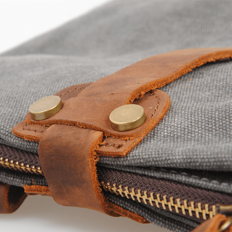 Retro Canvas Genuine Leather Messenger Bags Casual Shoulder Bags Crossbody Bags - MRSLM