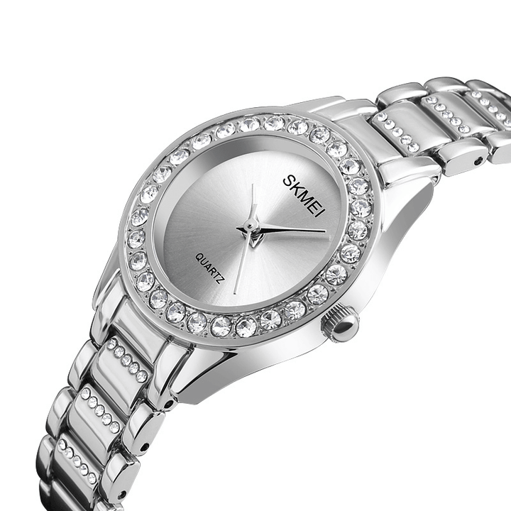 SKMEI 1262 Waterproof Ladies Wrist Watch Stainless Steel Strap Gift Quartz Watch - MRSLM