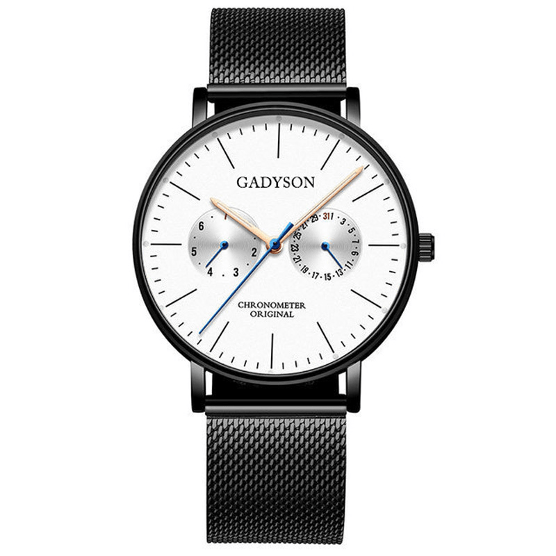 GADYSON A0101 Fashion Men Watch Luminous Display Metal Mesh Belt Business Ultra-Thin Quartz Watch - MRSLM