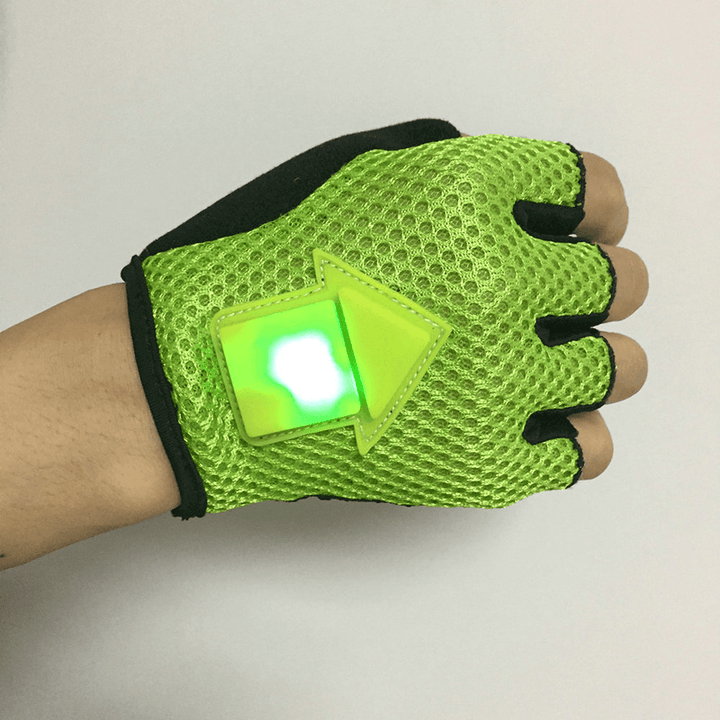 BIKIGHT Gravity Sensor Turn Signal Bike Gloves LED Light Automatic Induction Warning for Cycling Running - MRSLM