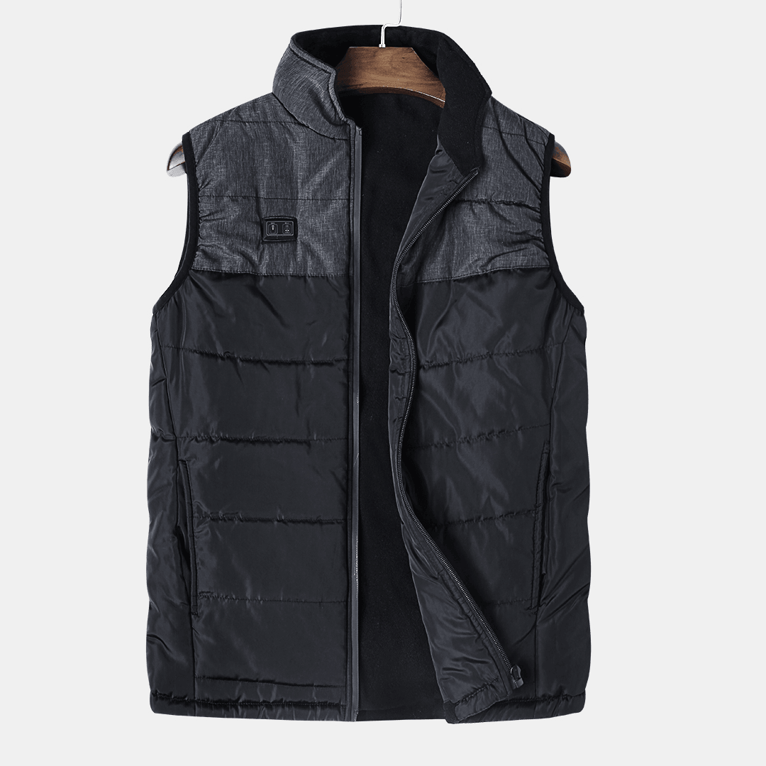 USB Electric Heated Thermal Fit Front Zipper down Vest - MRSLM