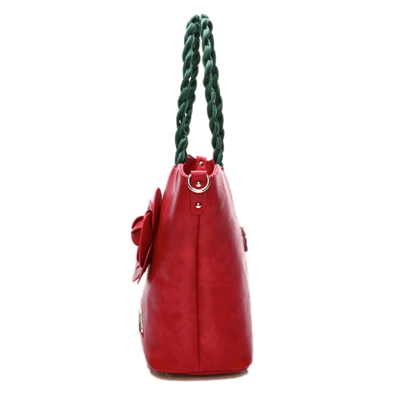 Women Multifunctional PU Leather Vintage Solid Rose Handbag - MRSLM
