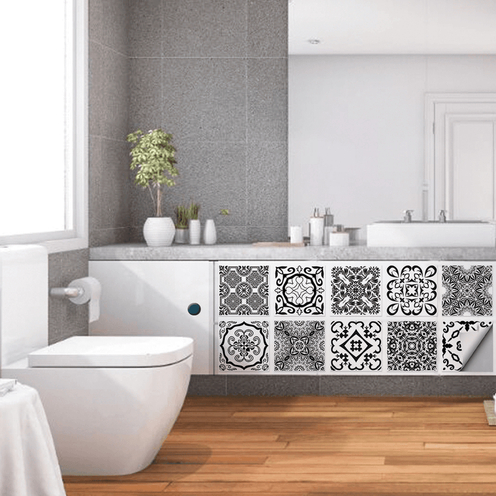 10X10/15X15/20X20Cm Wall Tiles Stickers Kitchen Bathroom Toilet Waterproof PVC - MRSLM