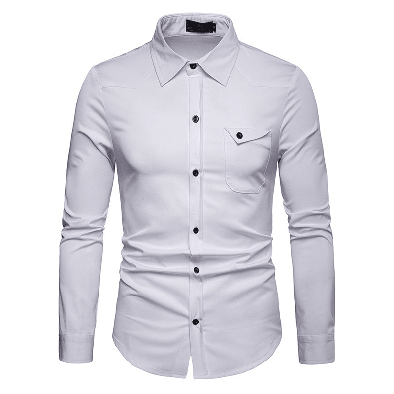 Men Solid Color Turn-Down Collar Shirts - MRSLM