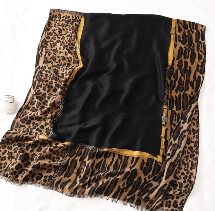 Men'S and Women'S Cotton Scarf Casual Leopard Print Long Gauze Scarf - MRSLM