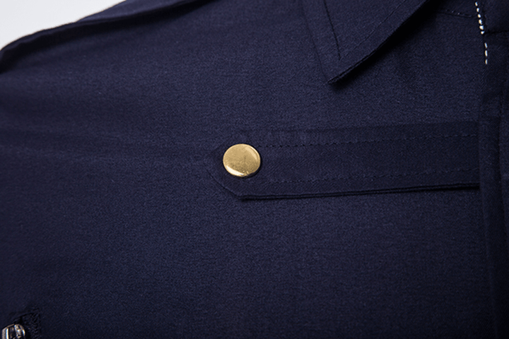 Mens Stylish Fashion Snap Fastener Multi Pockets Zippers Epaulet Decoration Slim Fit Designer Shirt - MRSLM