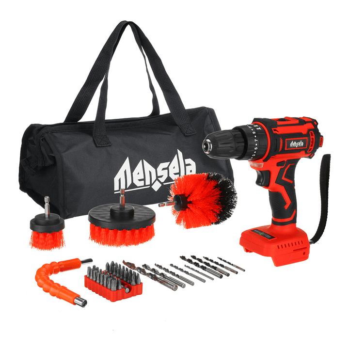 [New Arrival] Mensela ED-LX2 18V Cordless Brushless Impact Drill Driver Electric Hammer Drill Screwdriver 25+3 Gear Torque 2 Variable Speed W/ 2.0Ah Battery for Makita for Drilling Wood Metal - MRSLM