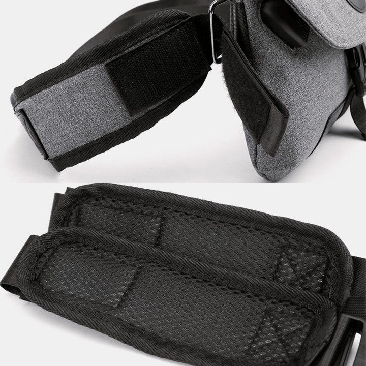 Men USB Charging Solid Color Casual Outdoor Sport Multi-Carry Chest Bag Crossbody Bag Belt Bag - MRSLM