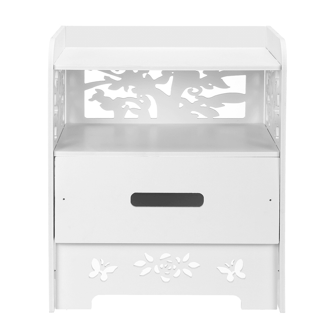 Bedroom Nightstand End Side Bedside Table Storage Cabinet Drawer White - MRSLM