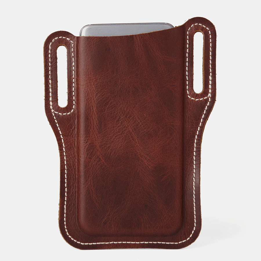 Ekphero Men Genuine Leather Open 6.5 Inch Phone Bag Waist Bag Belt Bag - MRSLM