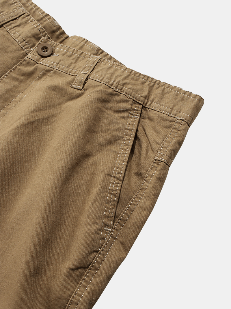 Mens 100% Cotton Multi Pockets Button Zipper Cargo Pants - MRSLM
