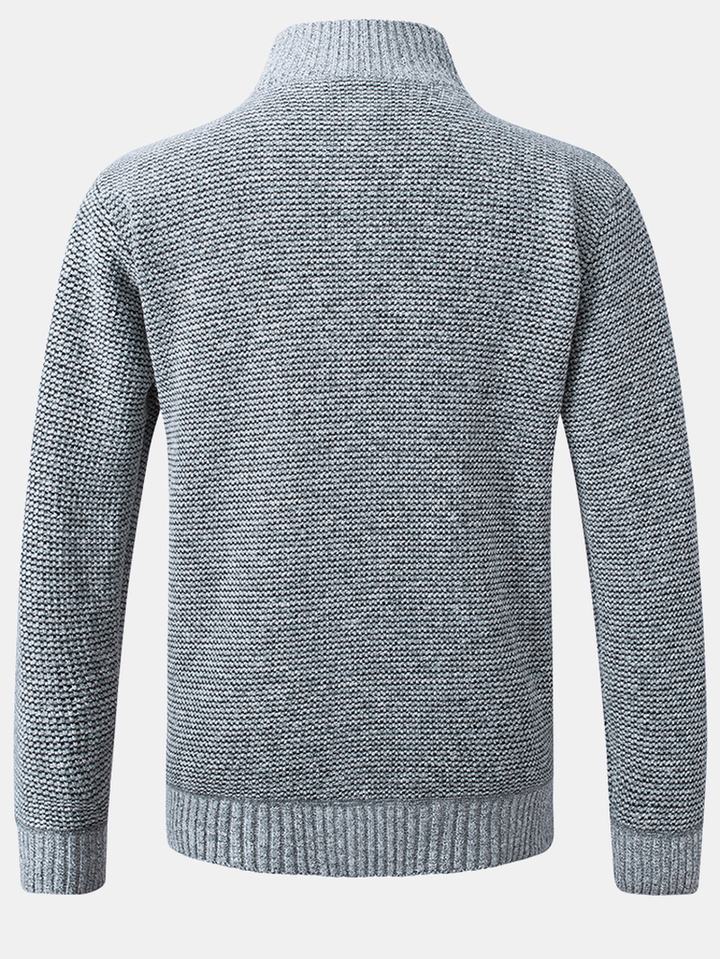 Mens Warm Patchwork Long Sleeve Zipper Knitting Thick Jacket with Pocket - MRSLM