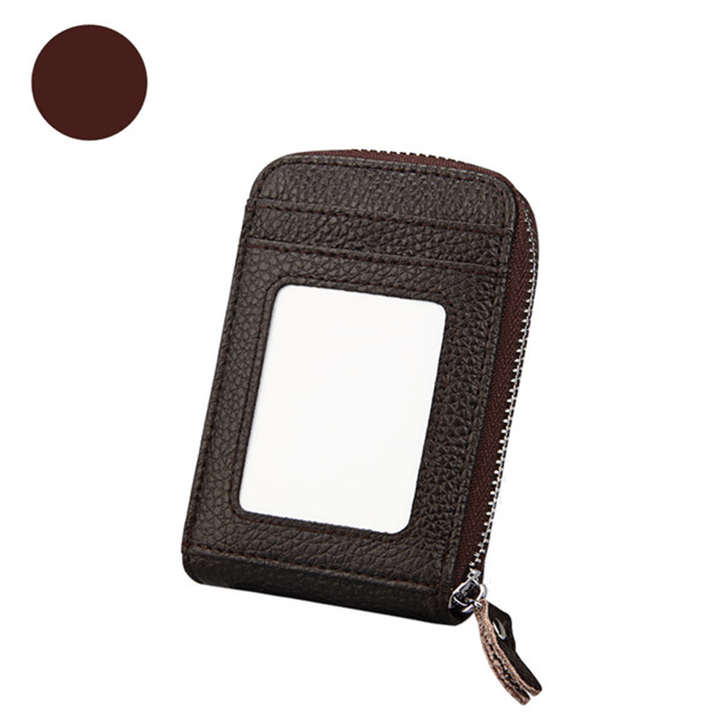 Women Genuine Leather Zipper RFID Card Holder Long Wallet Candy Color Coin Purse - MRSLM