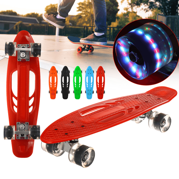 22 Inch Skateboard Flash Wheel Mini Cruiser Board Fish Skate Board Adults Children Scooter Pastel Longboard Bearings - MRSLM