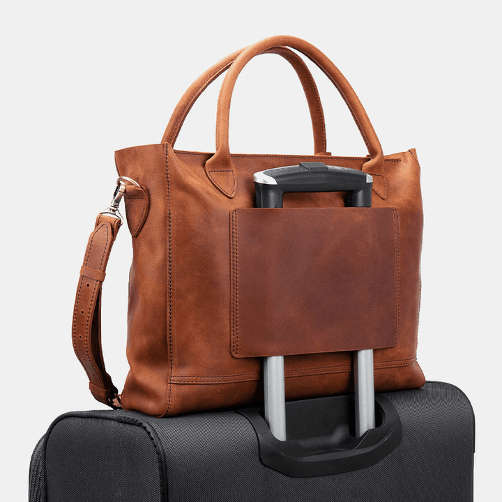 Women Vintage Tassel Decor Large Capacity Tote Crossbody Bag Multi-Functional Soft Faux Fur Suitcase Handbag - MRSLM
