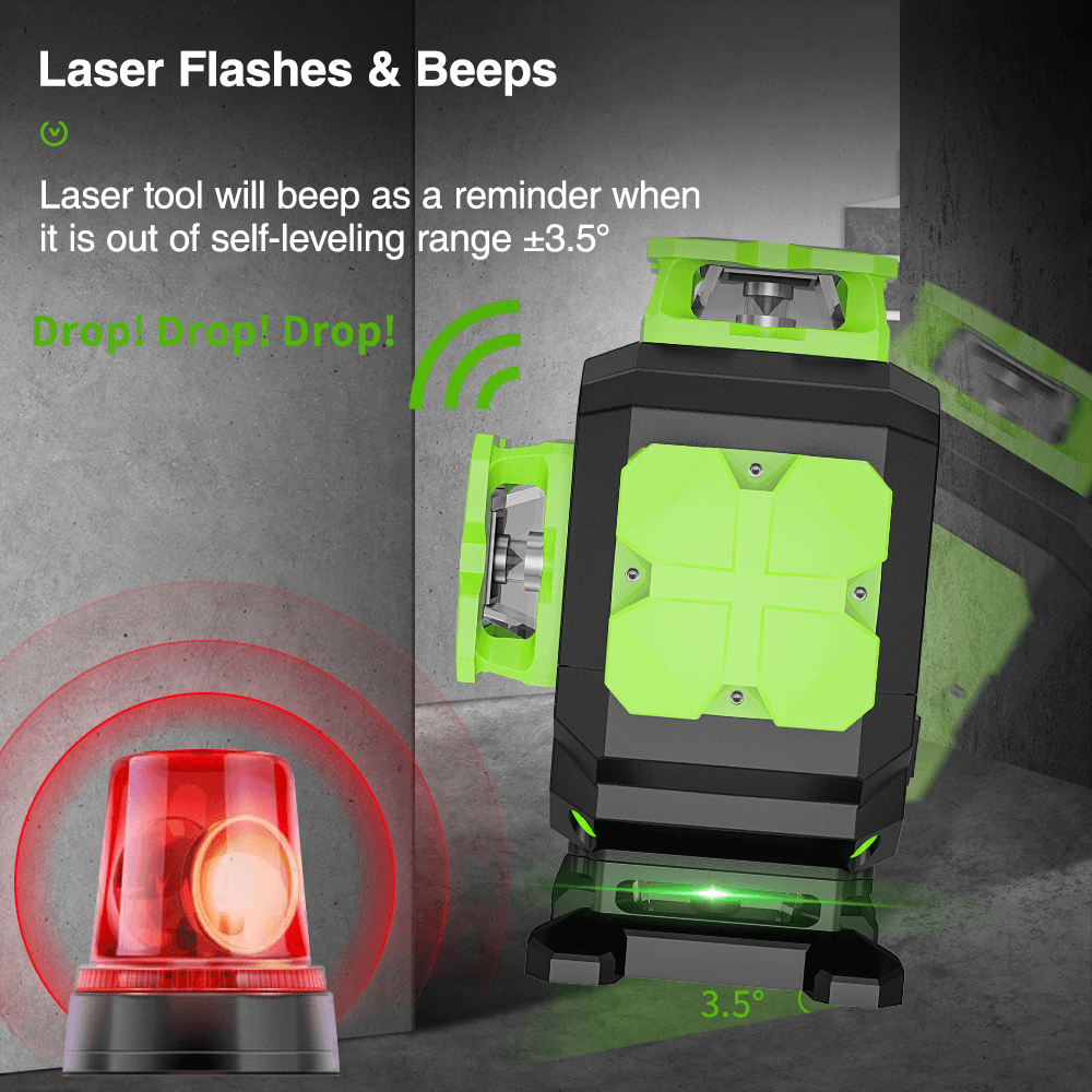 Huepar S04CG-L 16 Lines 4D Cross Laser Level 4*360° Self-Leveling Green Beam Lines USB Charge - MRSLM