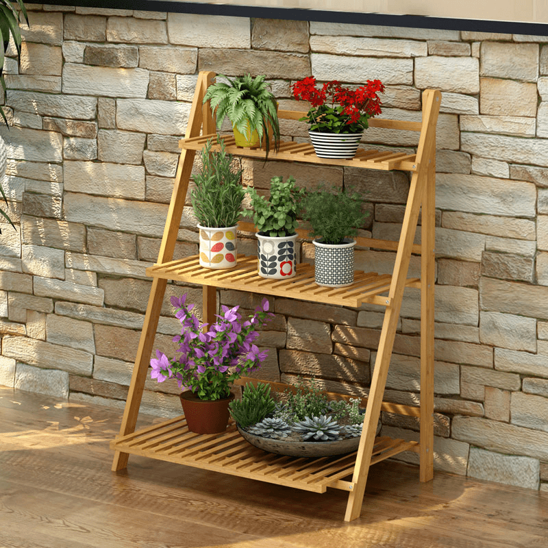 Plant Shelves Flower Stand Floor Living Room Multi-Layer Rackbalcony Folding Green Hanging Orchid Pot Plant Stand - MRSLM