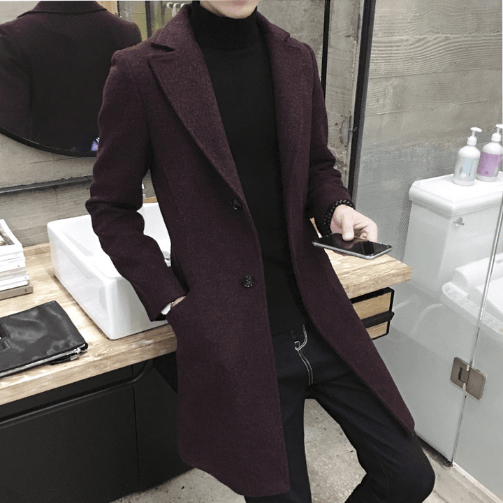 Foreign Trade Data Sell through Autumn New Mid-Length Windbreaker Korean Men'S Woolen Coat Men'S Large Size Coat Male NF06 - MRSLM