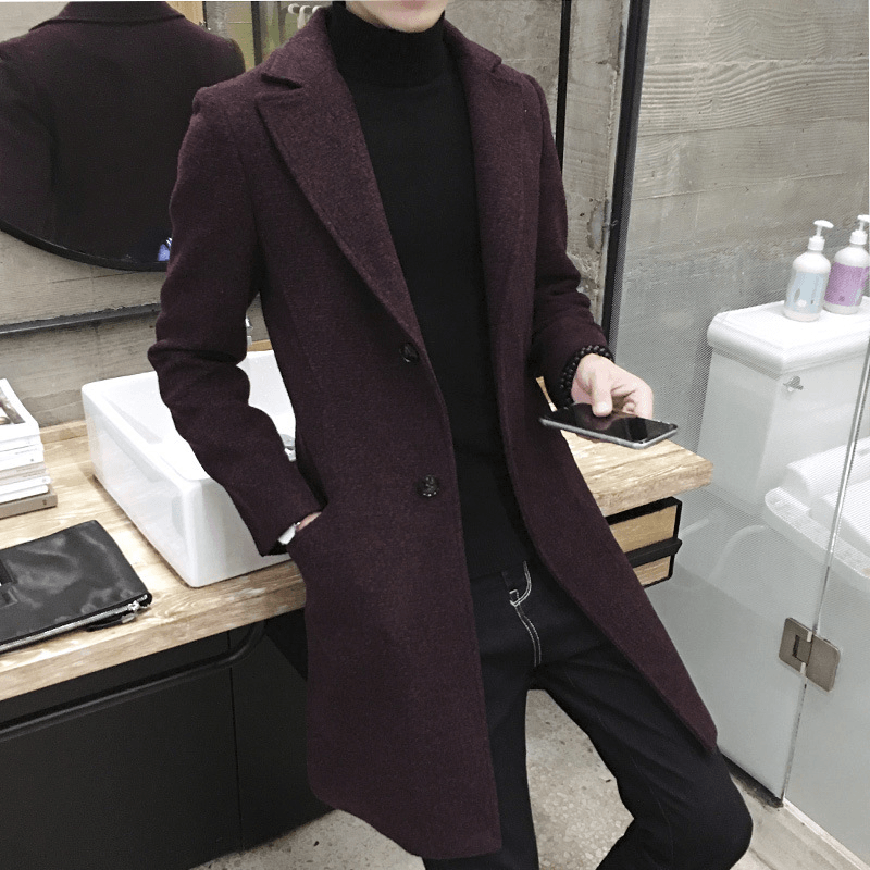 Foreign Trade Data Sell through Autumn New Mid-Length Windbreaker Korean Men'S Woolen Coat Men'S Large Size Coat Male NF06 - MRSLM