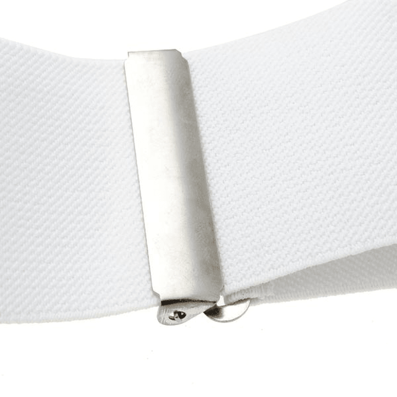 Mens Terylene 4 Clips High Stretch Elastic Black White Suspenders - MRSLM
